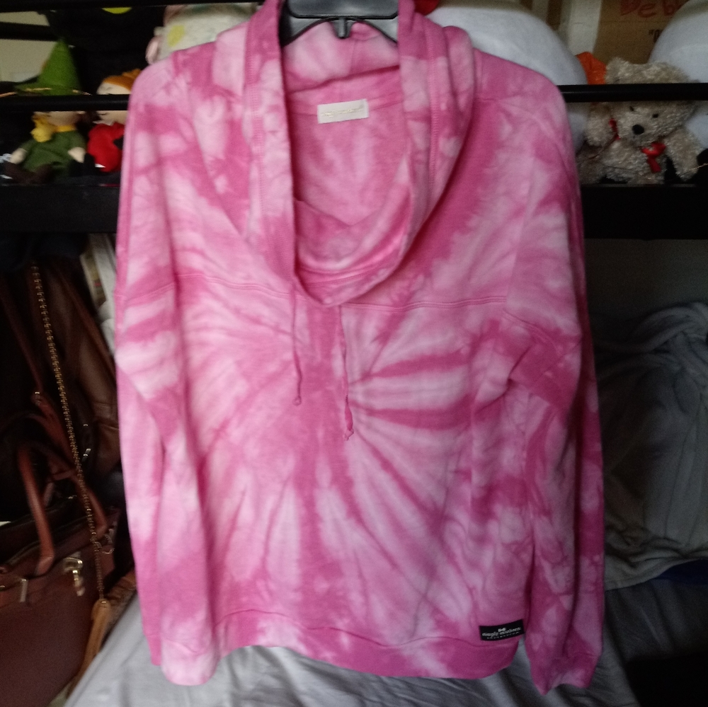 Simply Southern Pink Acid Wash Cowlneck Sweatshirt